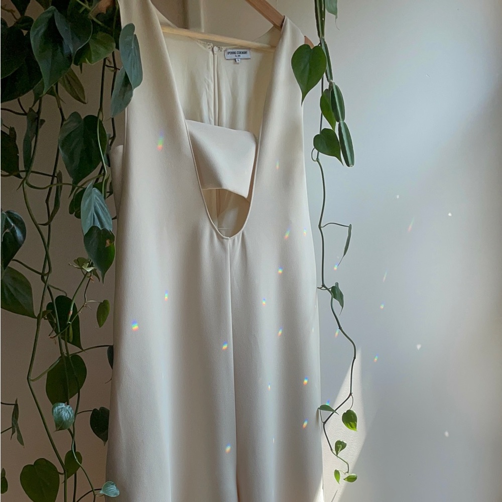 Opening Ceremony Plunge Neck Removable Bandeau Wide Flare Jumpsuit Size 6